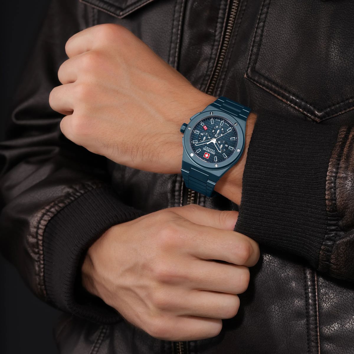 Blaue Keramik Chronograph Uhr