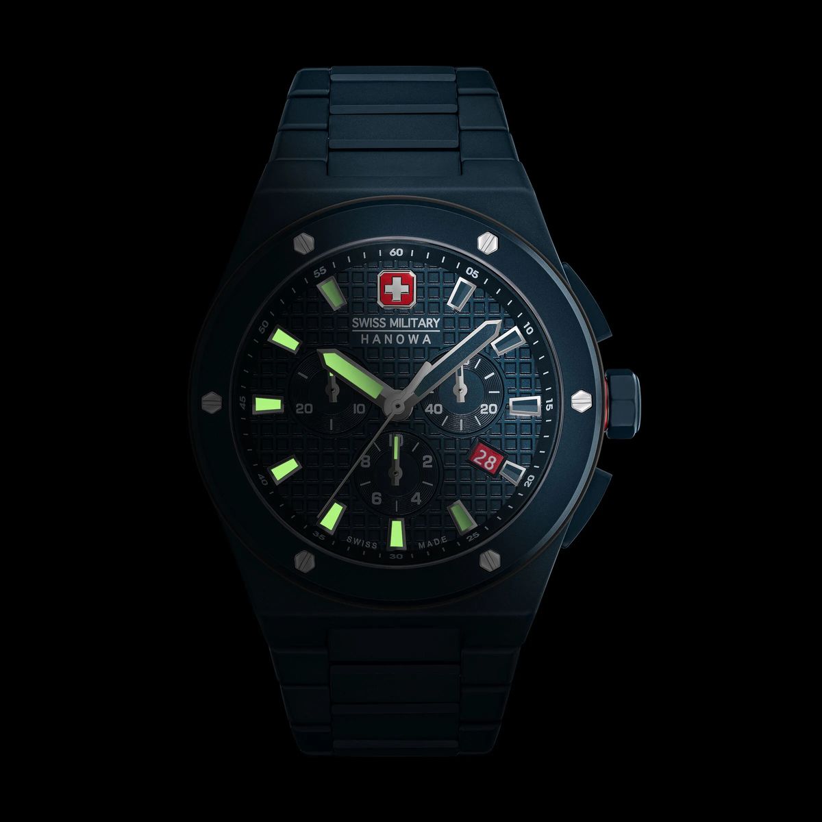Blaue Keramik Chronograph Uhr