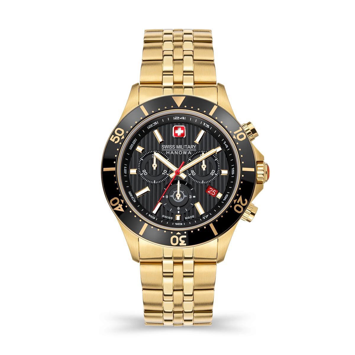Goldene Chronographenuhr aus Edelstahl