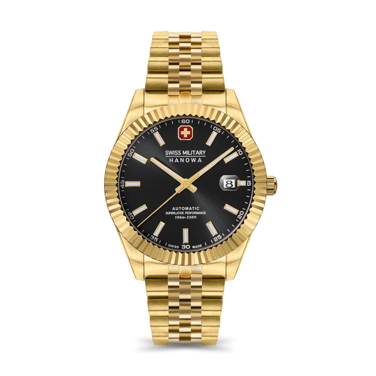 Goldene Schweizer Militär Automatikuhr