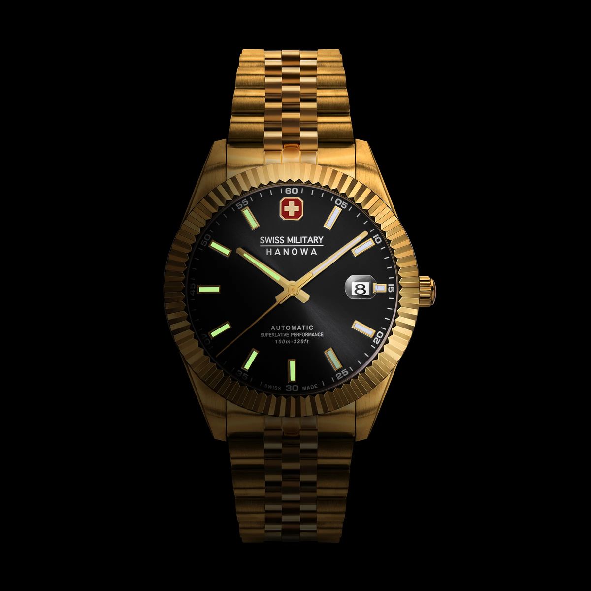 Goldene Schweizer Militär Automatikuhr