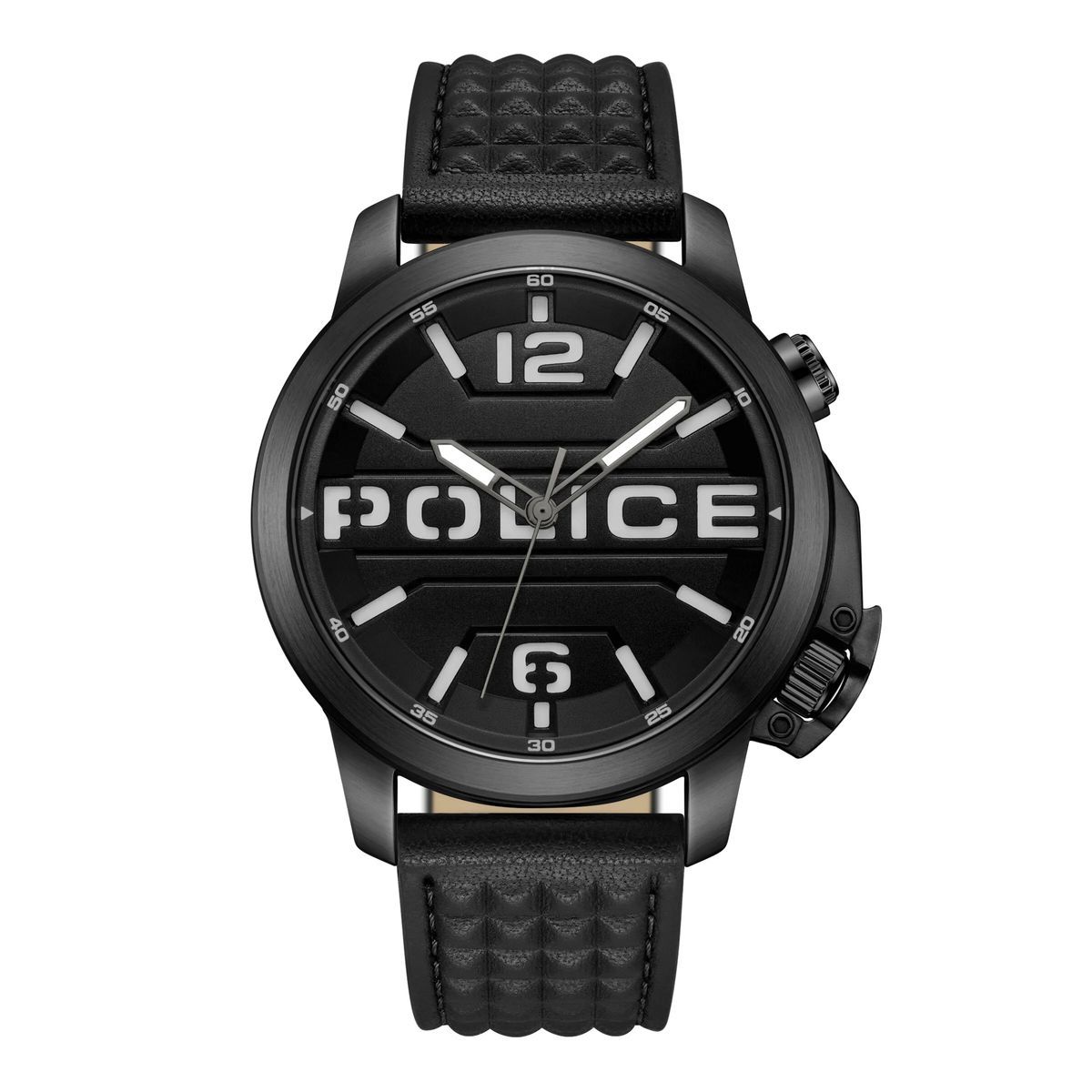 Moderne Herrenuhr mit Pyramidennieten, Schwarz