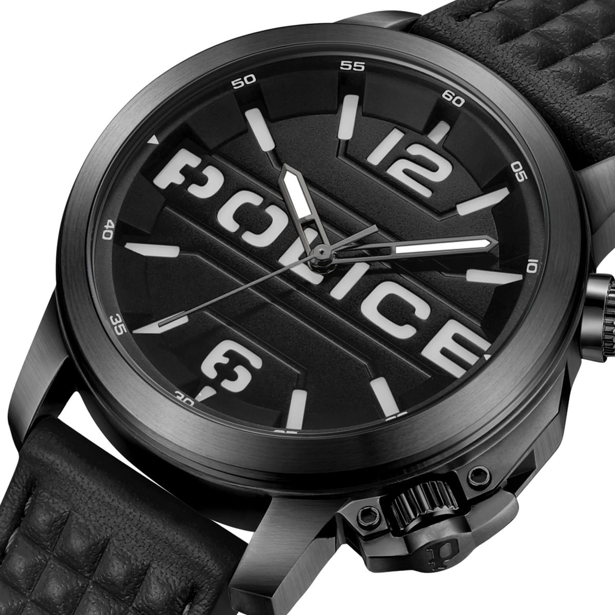 Moderne Herrenuhr mit Pyramidennieten, Schwarz