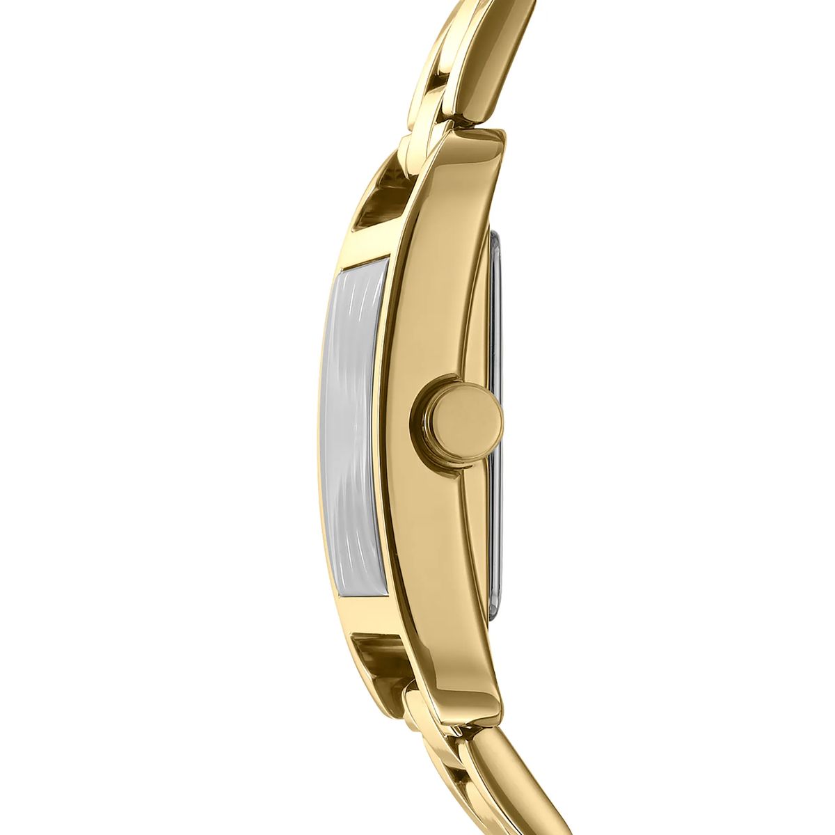 Goldfarbene Armbanduhr mit rechteckigem Zifferblatt