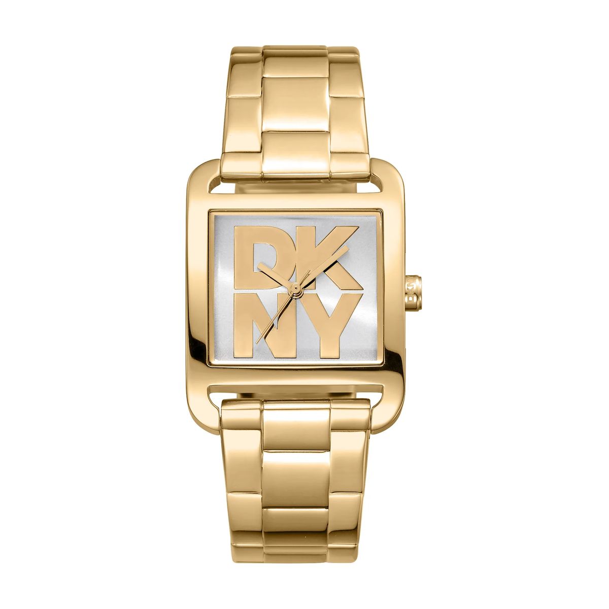 Goldfarbene Armbanduhr mit rechteckigem Zifferblatt