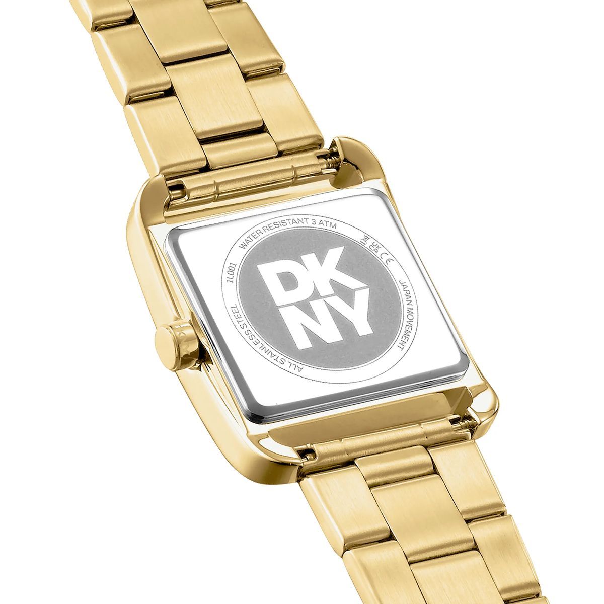 Goldfarbene Armbanduhr mit rechteckigem Zifferblatt