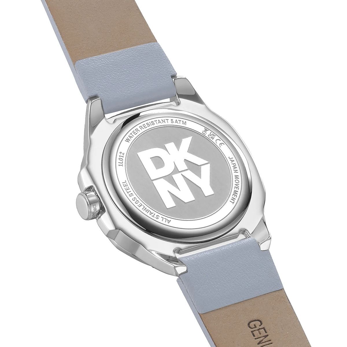 Minimalistische silberfarbene Uhr mit blauem Armband