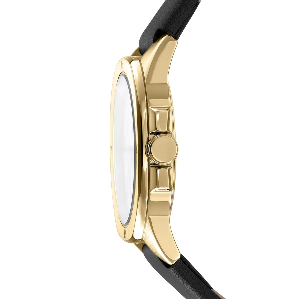 Damenuhr in Goldton mit schwarzem Armband