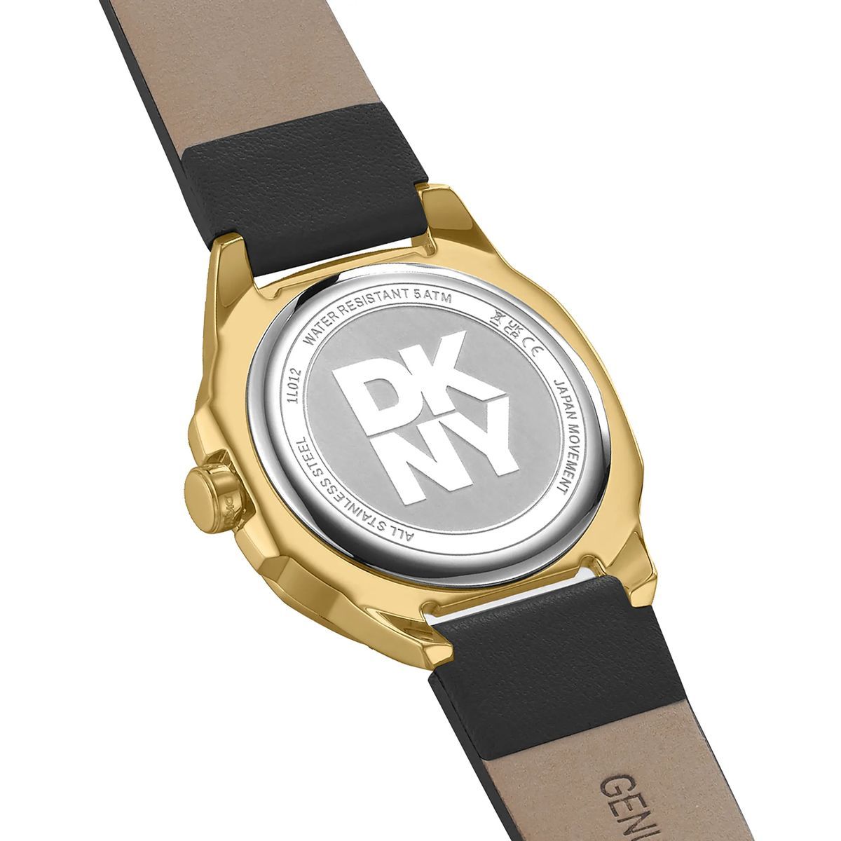 Damenuhr in Goldton mit schwarzem Armband