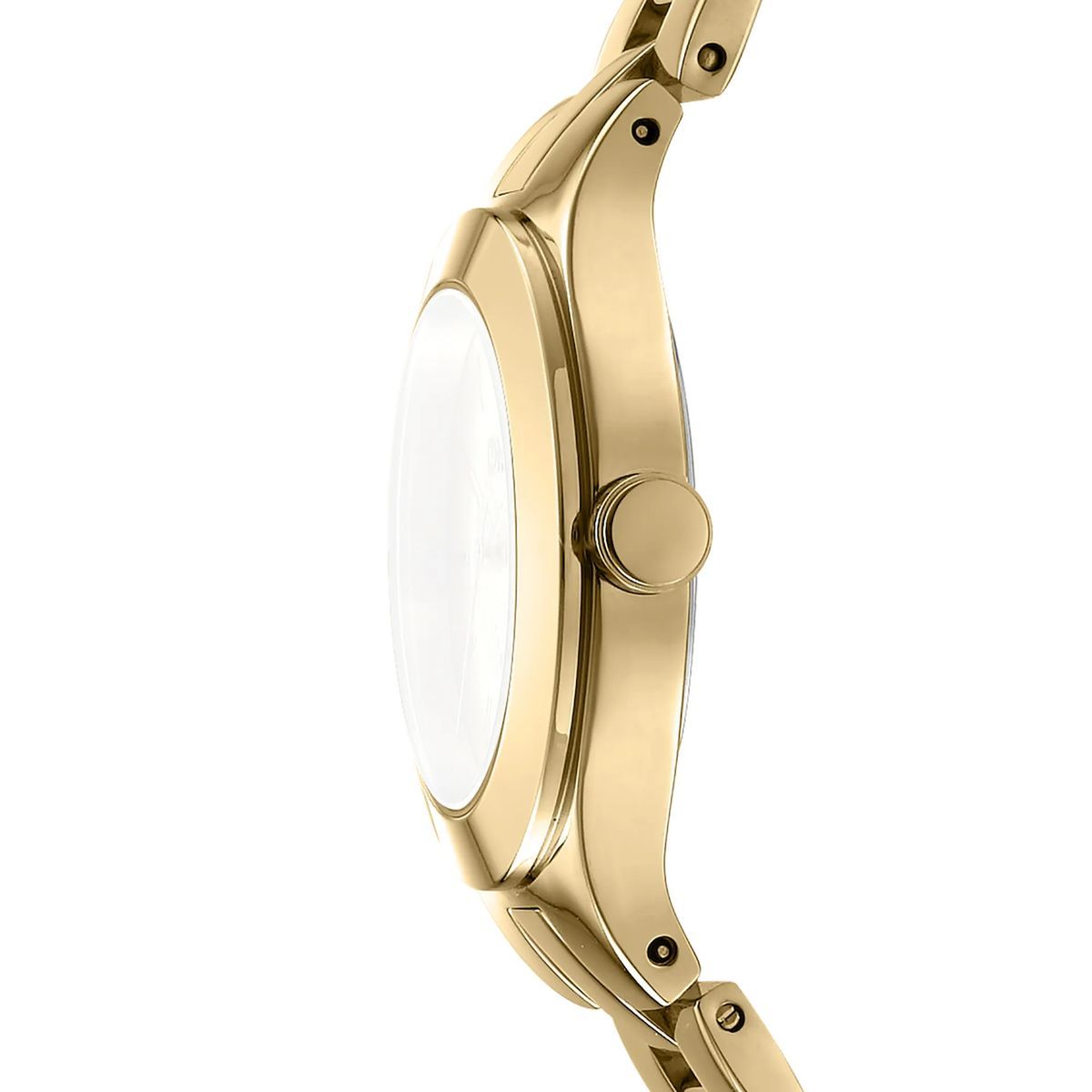 Goldfarbene, minimalistische Analog-Uhr