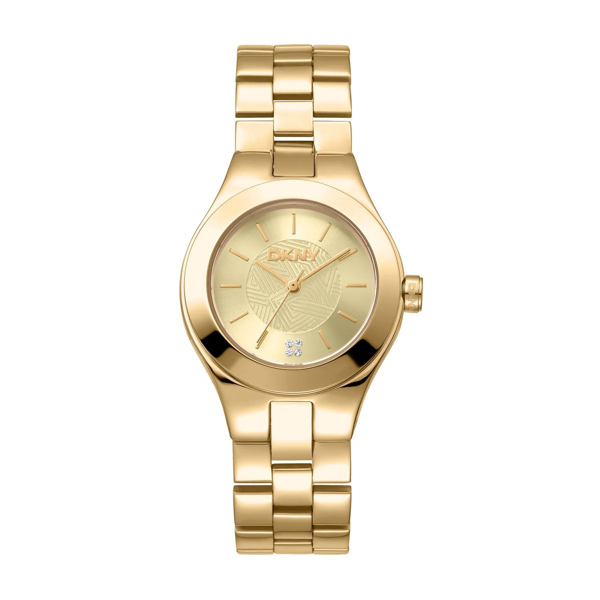 Goldfarbene, minimalistische Analog-Uhr
