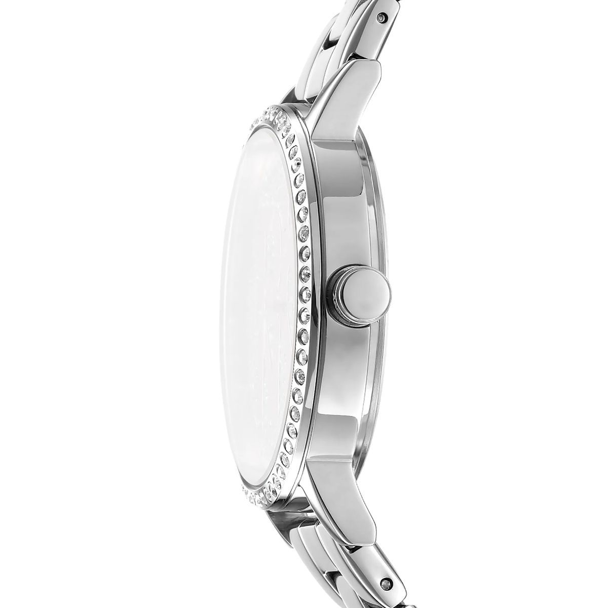 Silberne Armbanduhr mit Logo-Verzierung
