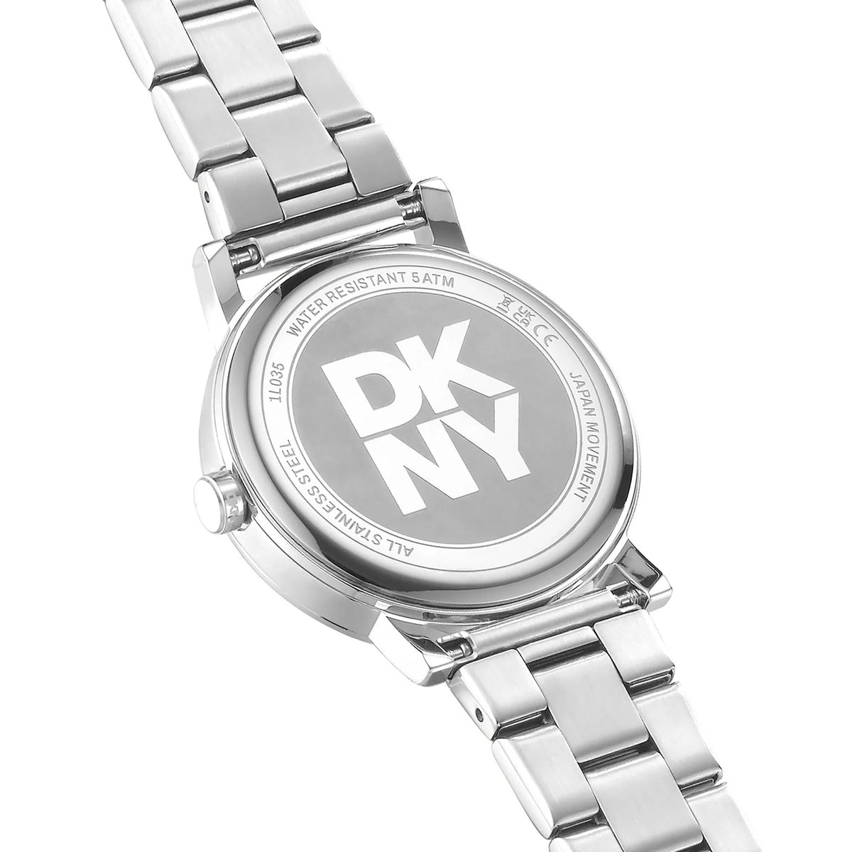 Silberne Armbanduhr mit Logo-Verzierung