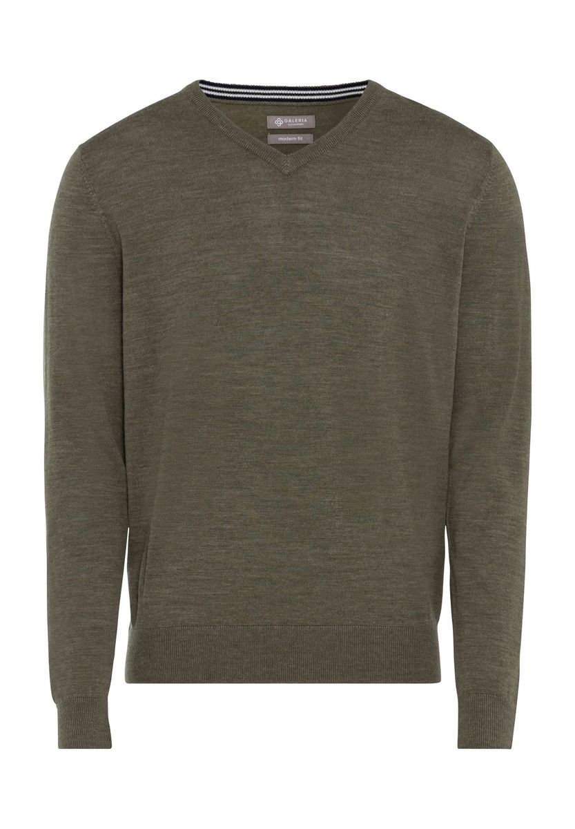 Herren Wollpullover, Modern-Fit, V-Ausschnitt