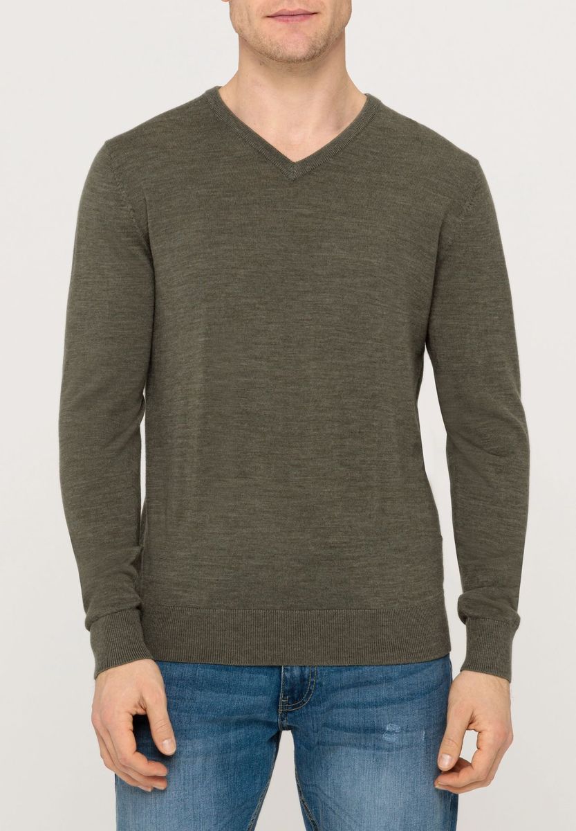 Herren Wollpullover, Modern-Fit, V-Ausschnitt