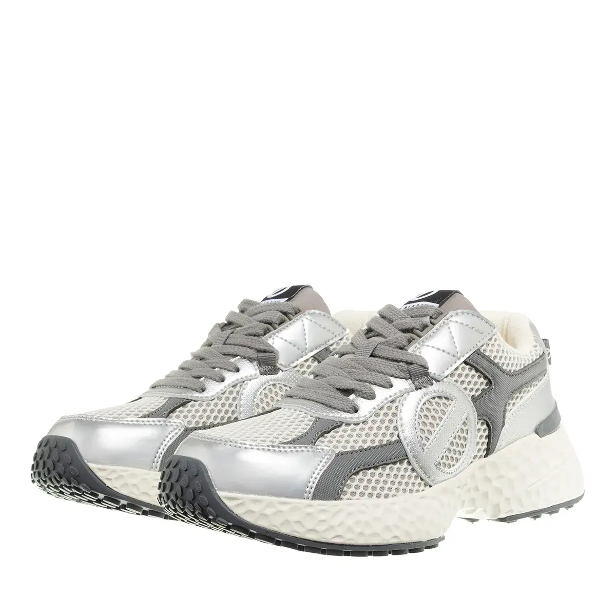 Silberfarbener Mesh-Schnür-Laufschuh