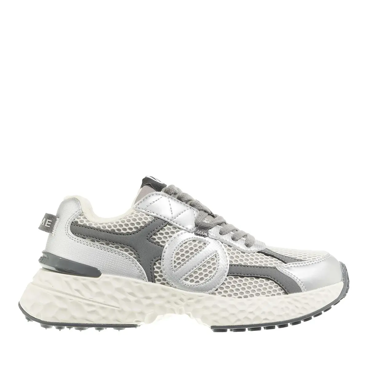 Silberfarbener Mesh-Schnür-Laufschuh