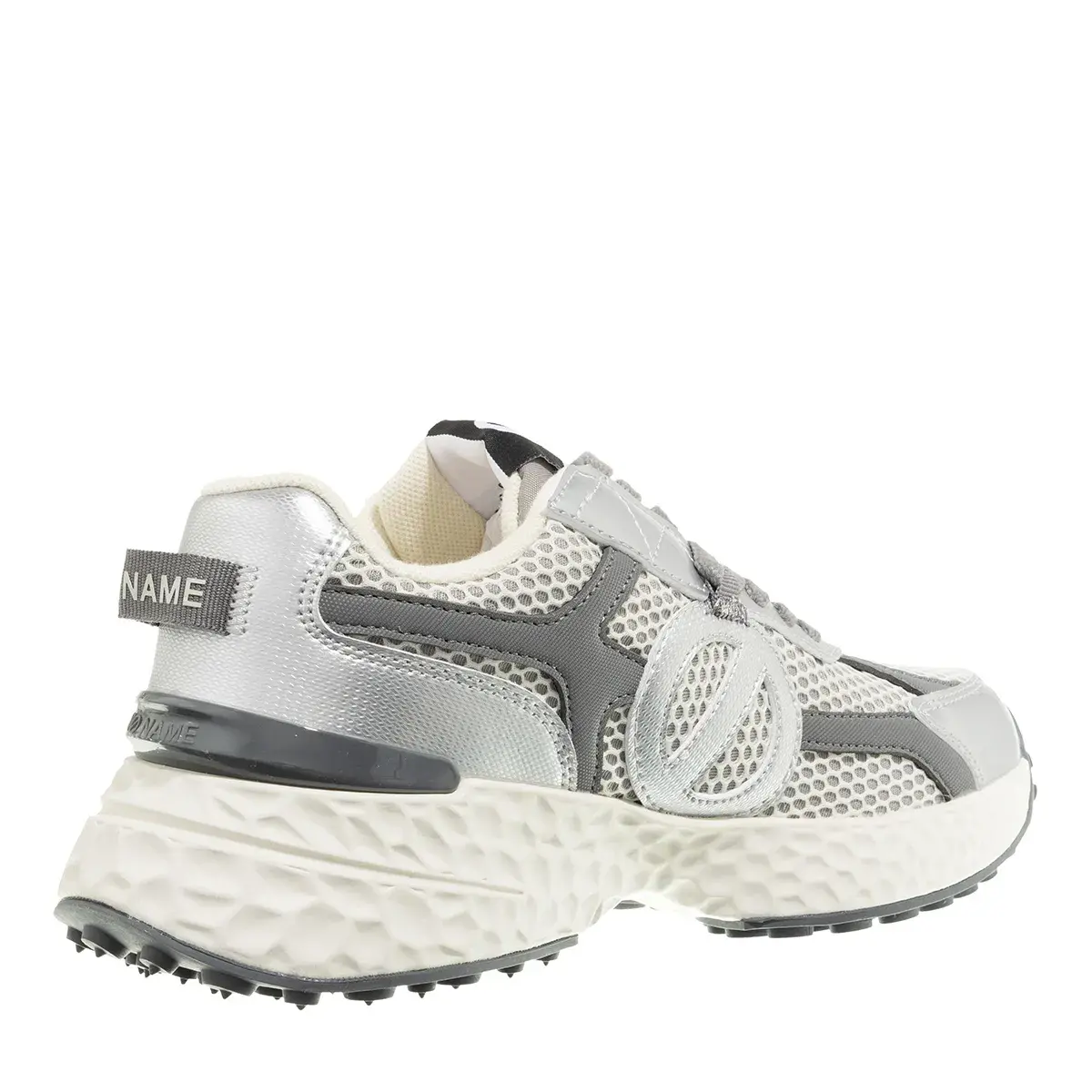Silberfarbener Mesh-Schnür-Laufschuh