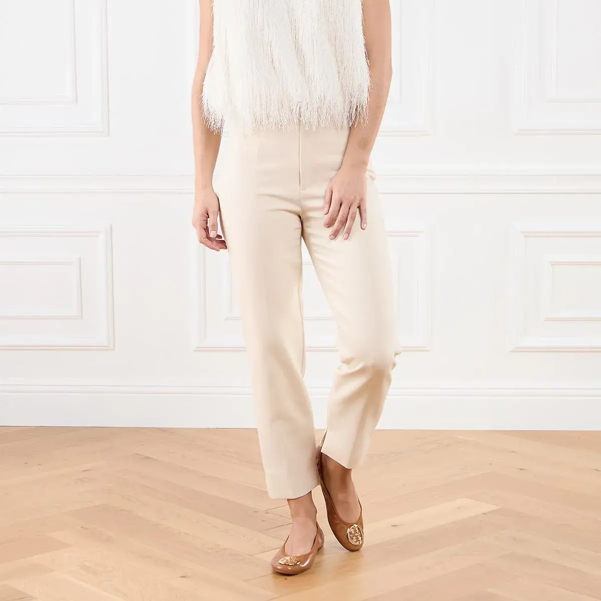 Klassische Leder Ballerinas mit Logo