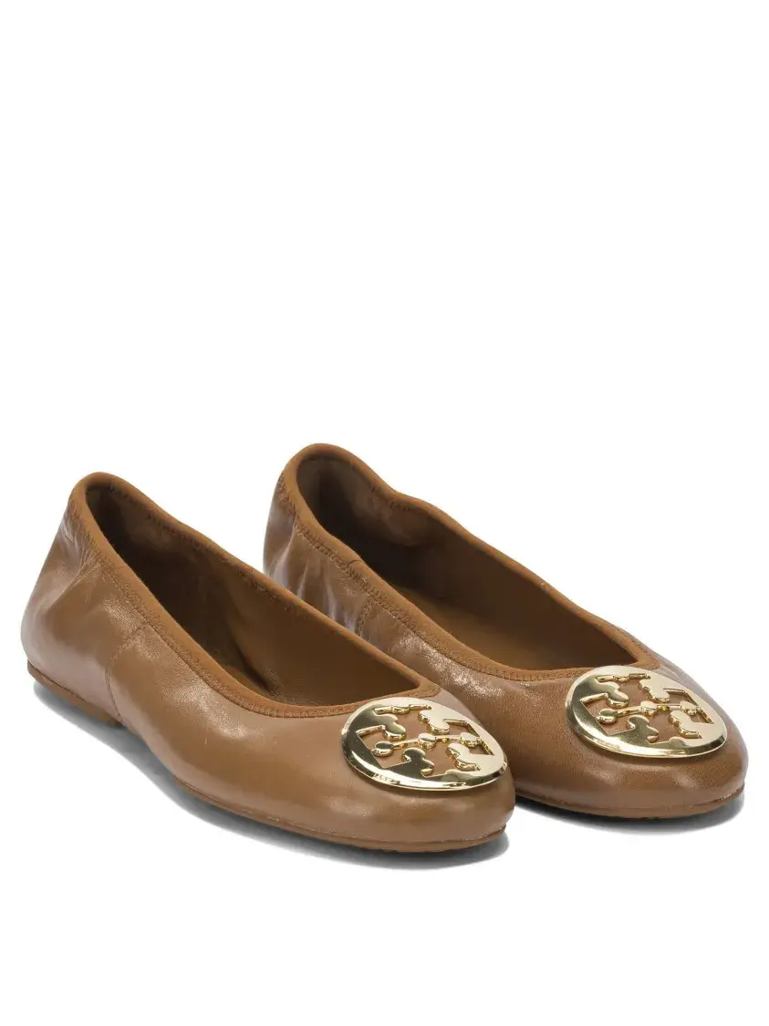Klassische Leder Ballerinas mit Logo