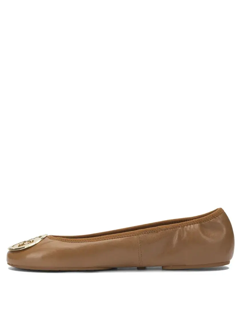 Klassische Leder Ballerinas mit Logo
