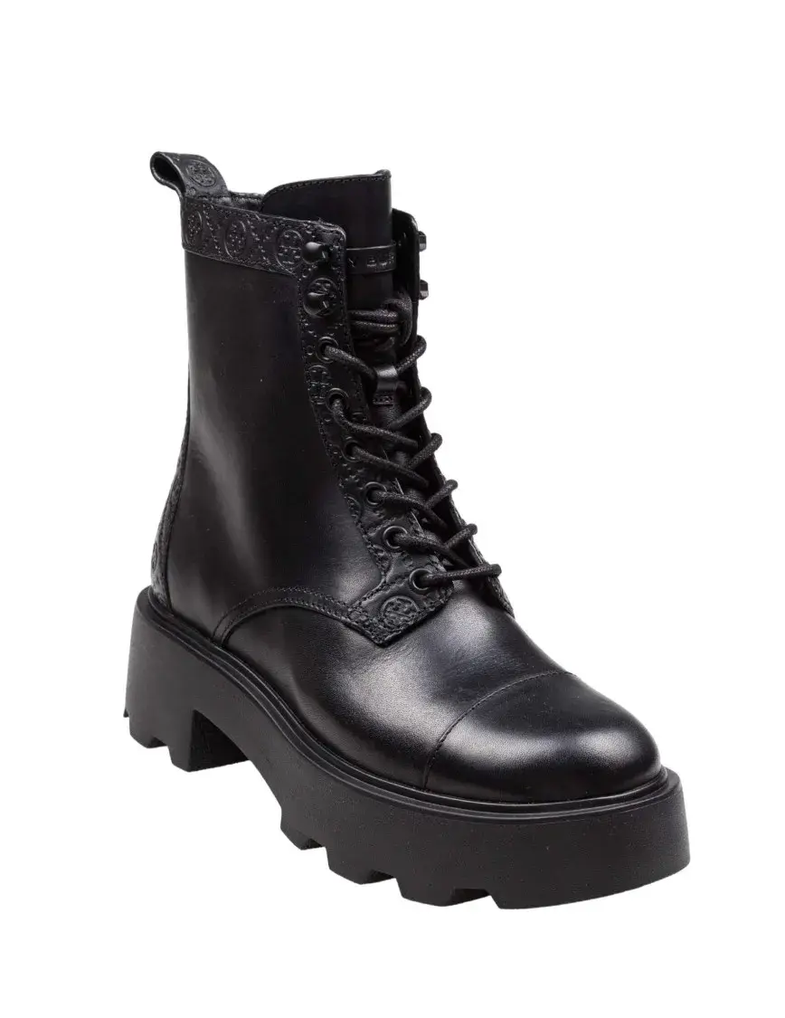 T Monogram Lug Leder-Stiefeletten