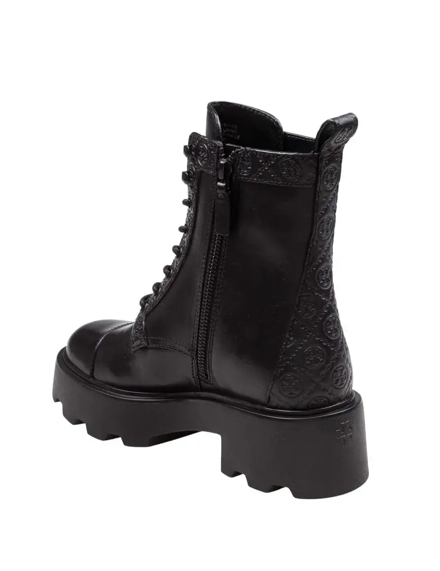 T Monogram Lug Leder-Stiefeletten