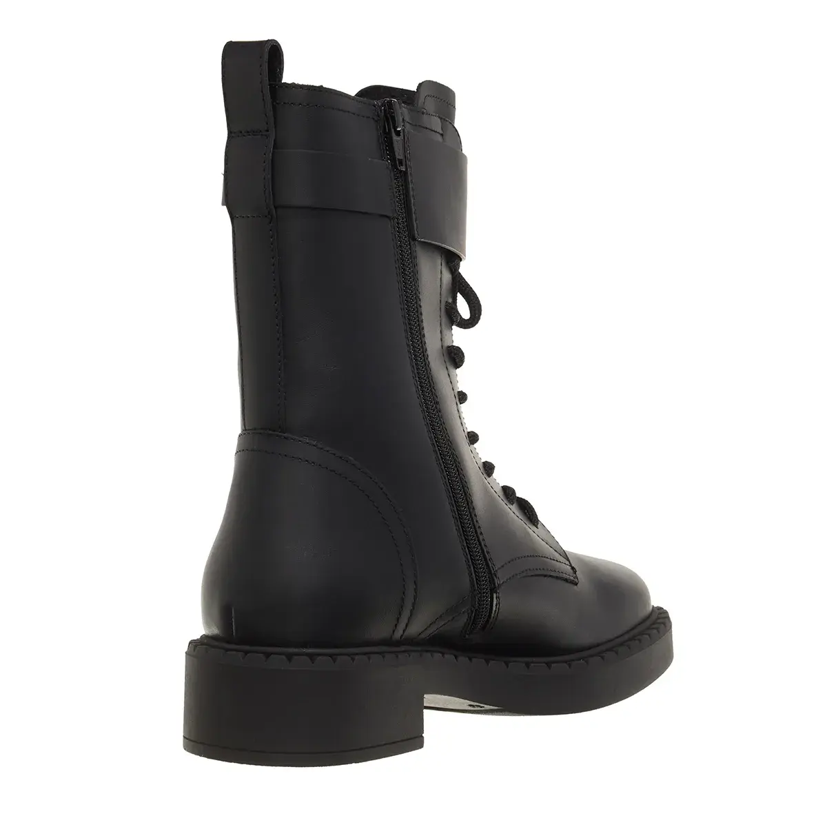 Schwarze Leder-Wadenhohe Schnürstiefel