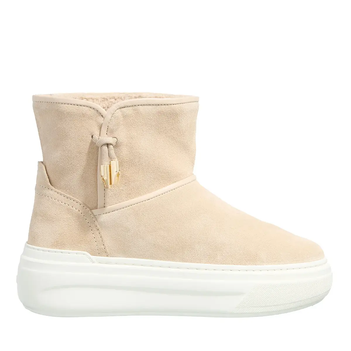 Beige Wildleder Plateaustiefel