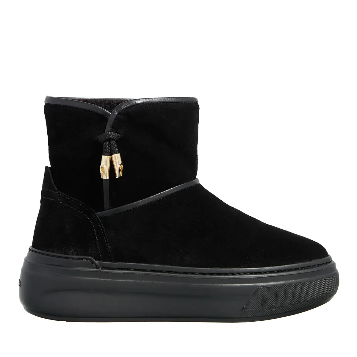 Schwarze Winterstiefel aus Wildleder