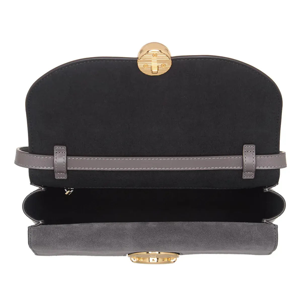 Elegante Leder Umhängetasche mit Wildlederbesatz