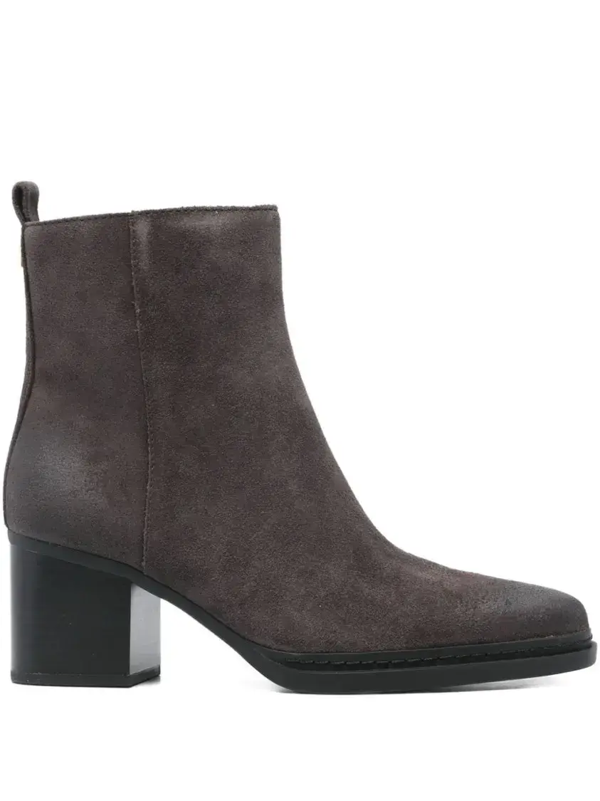 Wildleder-Stiefeletten mit Blockabsatz