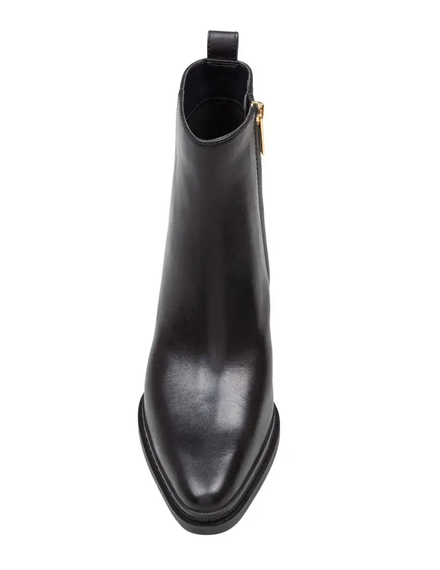 Elegante Leder-Blockabsatz-Stiefelette