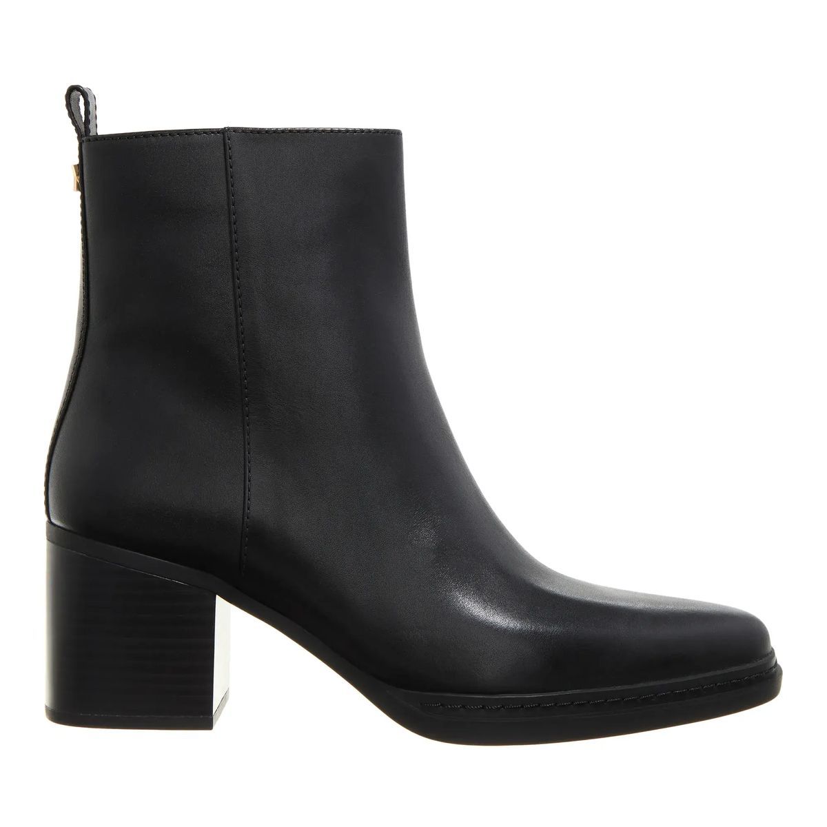 Elegante Leder-Blockabsatz-Stiefelette