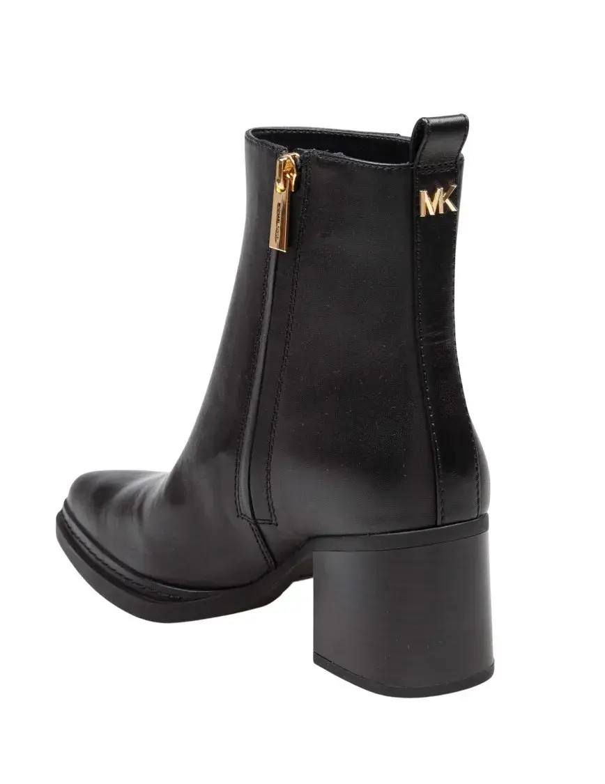 Elegante Leder-Blockabsatz-Stiefelette