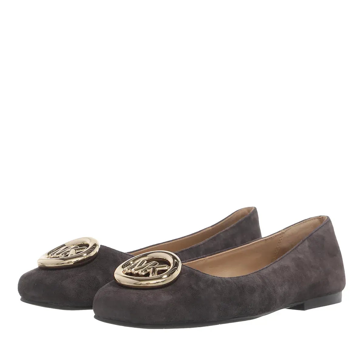Wildleder Ballerinas mit Logo-Detail