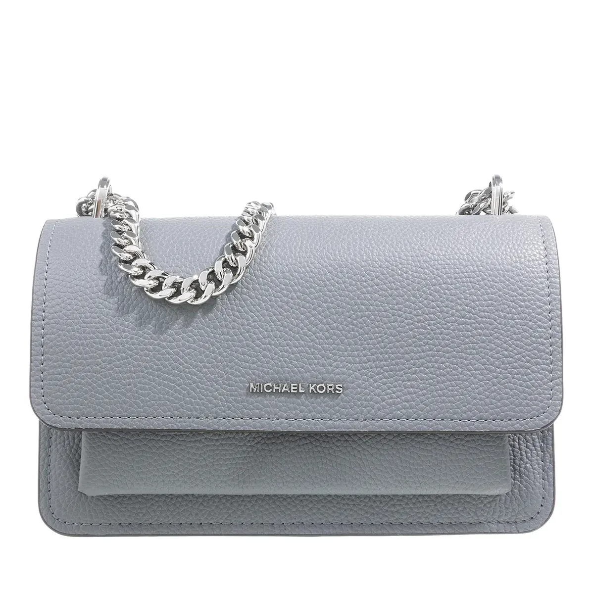 Graue Ledertasche mit Kette