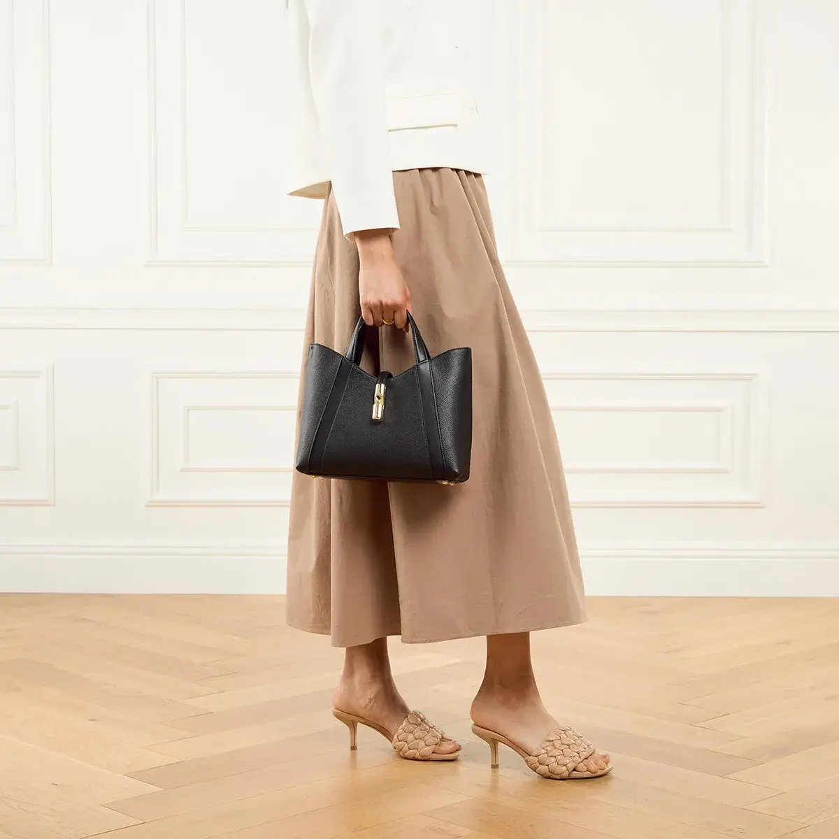 Elegante strukturierte Leder Tragetasche