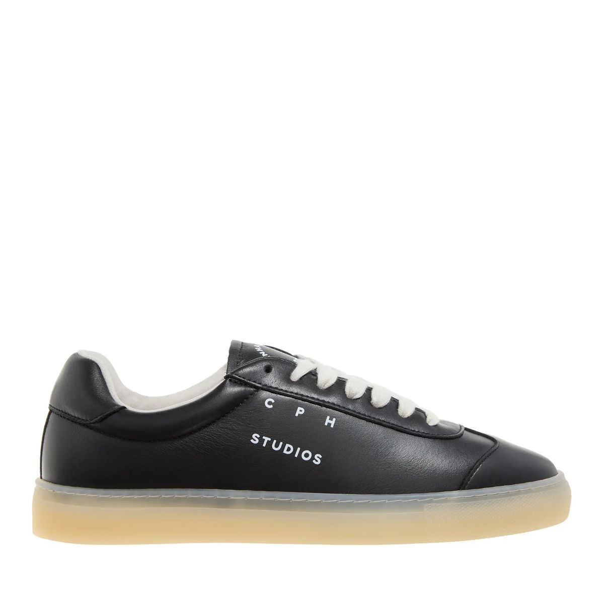 Minimalistische schwarze Leder Low-Top Sneaker