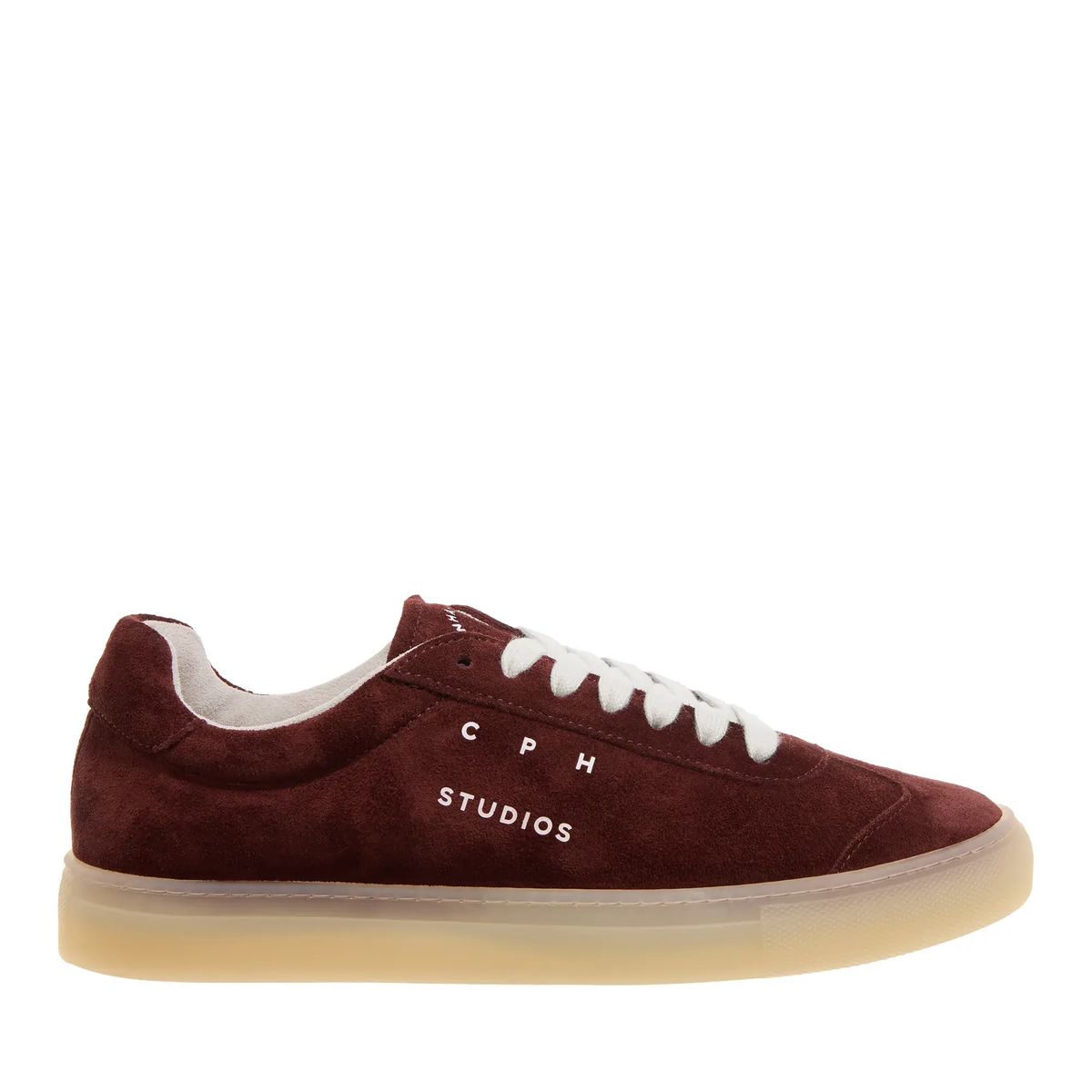 Burgunderfarbener Wildleder-Sneaker