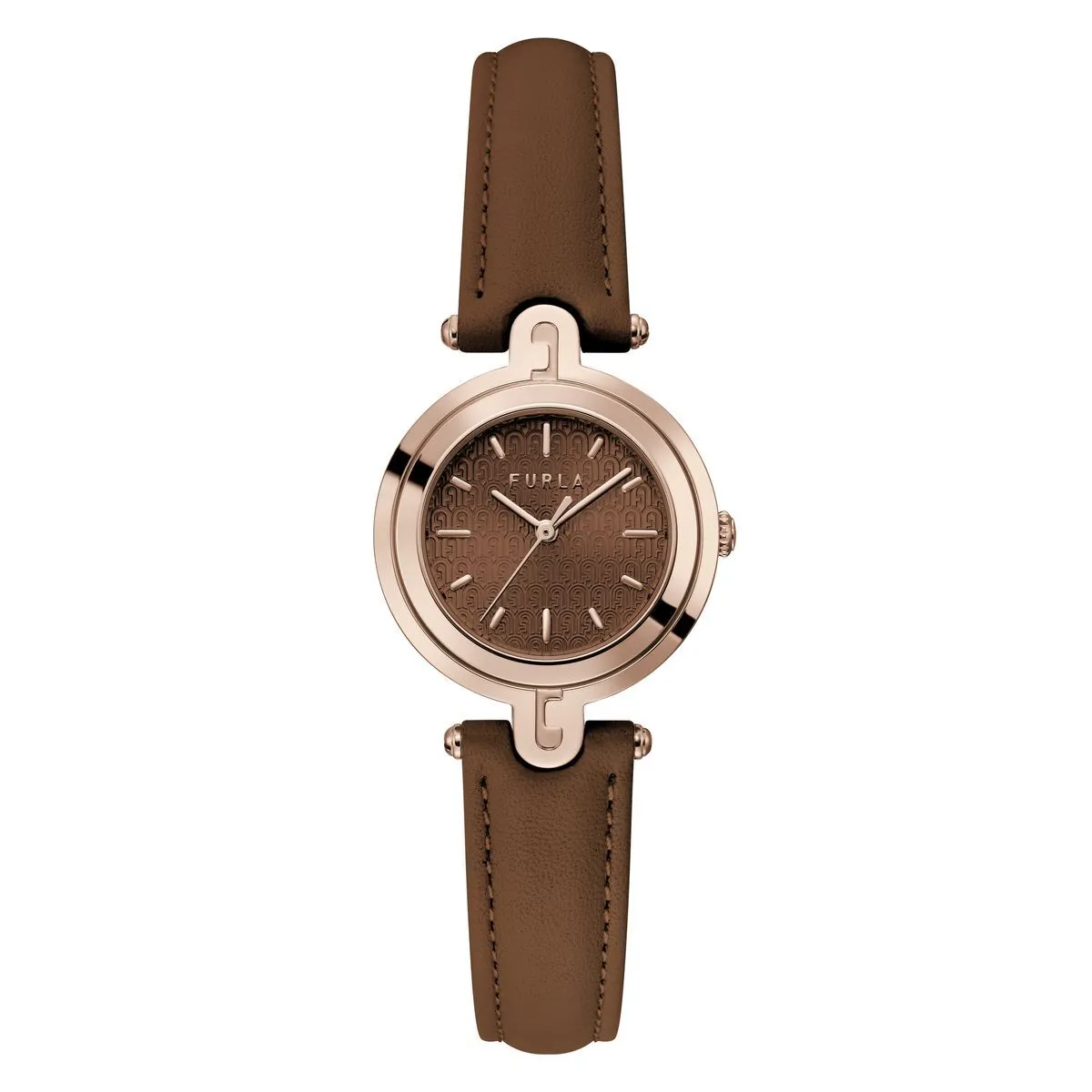 Braune analoge Uhr mit Lederarmband