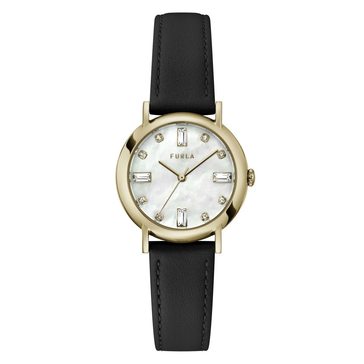 Minimalistische analoge Uhr mit Lederarmband