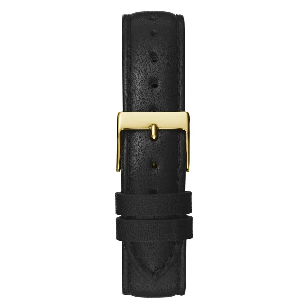 Goldfarbene Damenuhr mit schwarzem Lederarmband