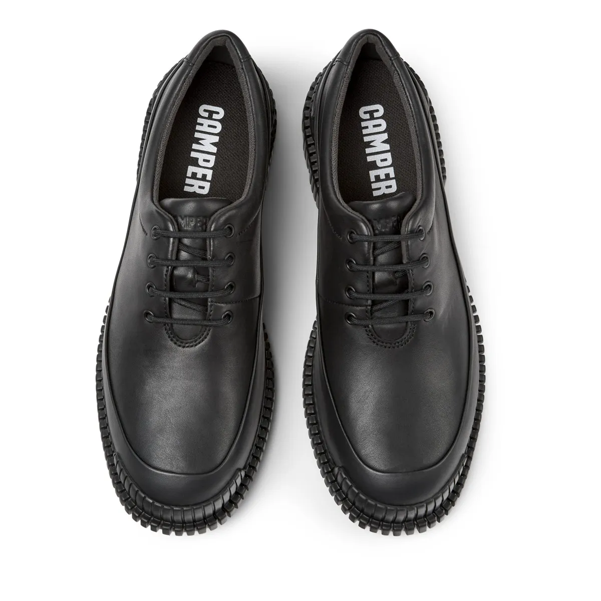 Schwarze Derby-Schuhe aus Leder mit dicker Sohle