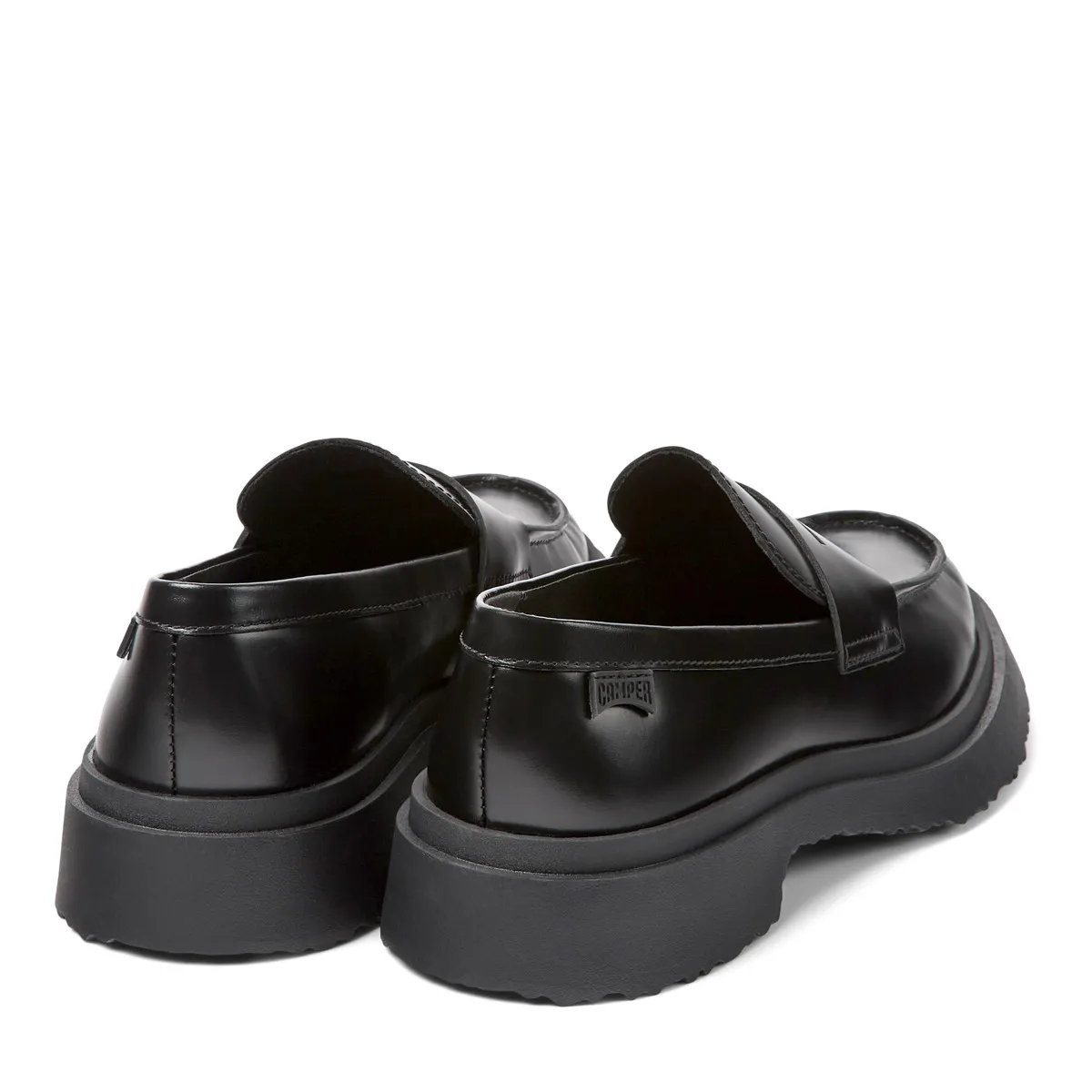 Schwarze Lederloafer mit Chunky-Sohle