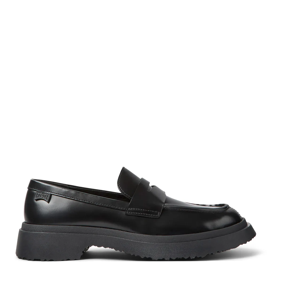 Schwarze Lederloafer mit Chunky-Sohle