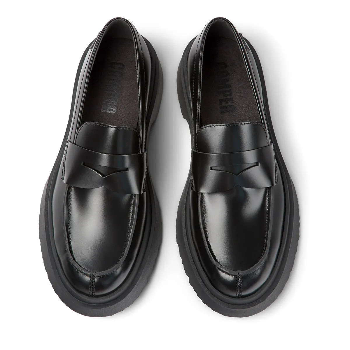 Schwarze Lederloafer mit Chunky-Sohle