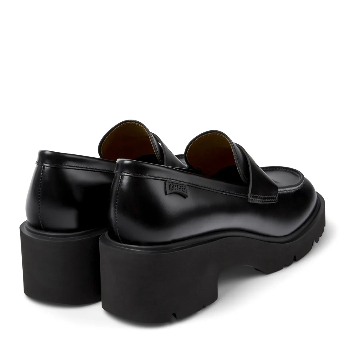 Schwarze Lederplateau-Loafer