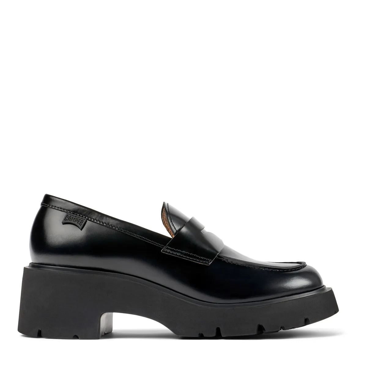 Schwarze Lederplateau-Loafer