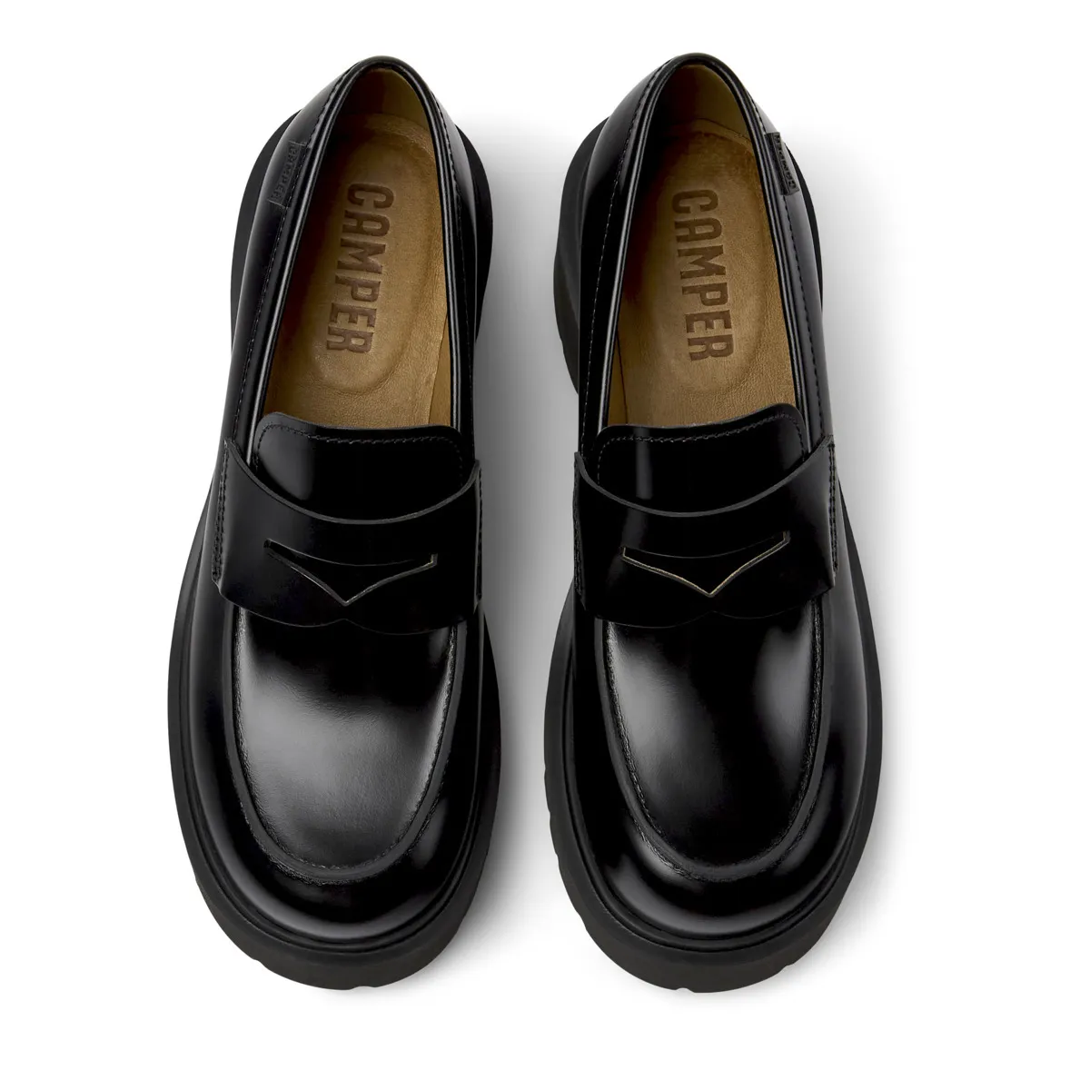 Schwarze Lederplateau-Loafer